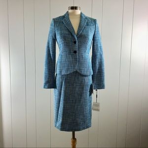 NWT Blue Tweed Calvin Klein Skirt Suit 2P